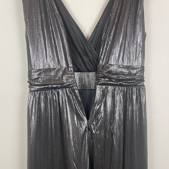 Sugar Lip Womens Maxi Dress Large Gunmetal Liquid Satin Tiered Whimsygoth Grunge - Picture 13 of 15